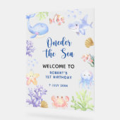 WELKOM ONDER HET ZEE eerste verjaardagsfeestje Acryl Bord (Hoek)