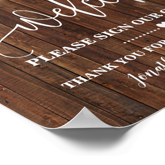 Welkom Onderteken onze Westerne bruiloft van het g Poster (Hoek)