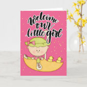 Welkom ons kleine meisje kaart (Gele Bloem)