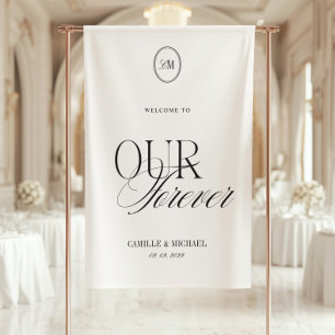 Welkom Ons Liebesverhaal Warm Witte Trouw Vinyl  Spandoek