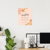 Welkom Ontvangst van Abriot Blush Floral Weddensch Poster (Thuiskantoor)