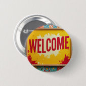 Welkom ontwerp op  ronde button 5,7 cm (Voorkant /achterkant)