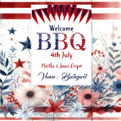 Welkom op 4 juli BBQ Party Red Blue Poster
