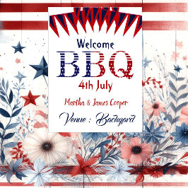 Welkom op 4 juli BBQ Party Red Blue Poster