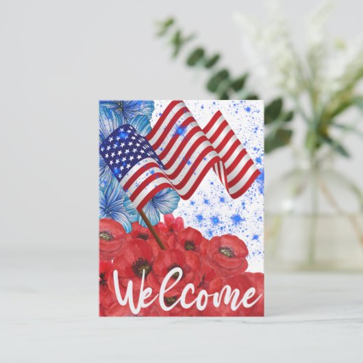 Welkom op 4 juli feestdagenkaart (Staand voorkant)