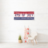 Welkom op 4 juli Stars and Stripes Spandoek (Insitu)
