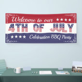 Welkom op 4 juli Stars and Stripes Spandoek (Beurs)