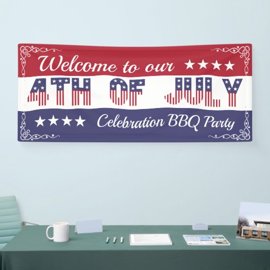  Welkom op 4 juli Stars and Stripes Spandoek (Beurs)