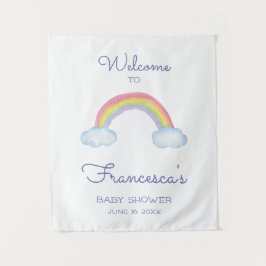 Welkom Op Baby Shower Waterverf Regenboog Wandkleed