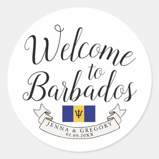 Welkom op Barbados | Bestemmingsweddenschap Ronde Sticker (Voorkant)