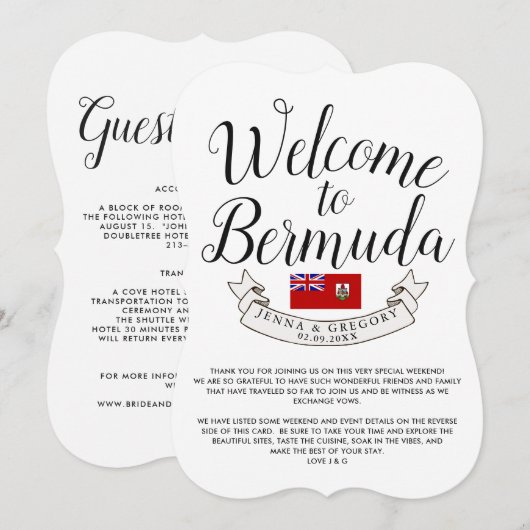 Welkom op Bermuda | Trouwcadeau Bestemming Kaart (Voorkant / Achterkant)