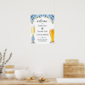 Welkom op Bubbles & Brews Couples Bruiloft Blauw Poster (Keuken)