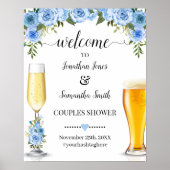 Welkom op Bubbles & Brews Koppels Bruiloft Blauw Poster (Voorkant)