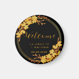 Welkom op Classy Black & Gold Floral Wedding Magneet