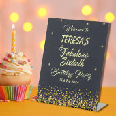 Welkom op de 60ste verjaardag van zwart en goud reclamebord met voetstuk