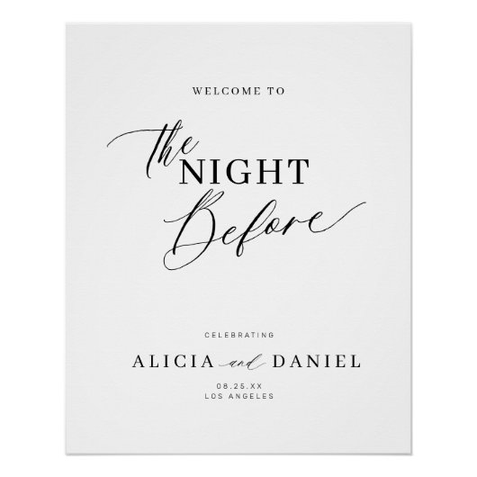 Welkom op de avond voor repetitie diner teken perfect poster (Voorkant)