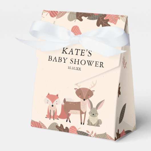 Welkom op de baby shower Bosdieren Bedankdoosjes (Voorkant Zijde)