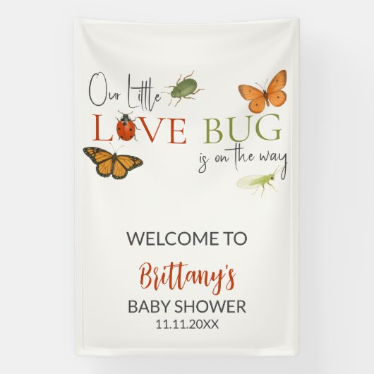 Welkom op de baby shower Little Love Bug Spandoek (Verticaal)