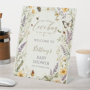 Welkom op de baby shower van Little Love Bug Reclamebord Met Voetstuk