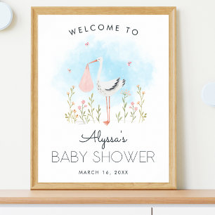 Welkom op de baby shower van Ooievaarskindje Poster