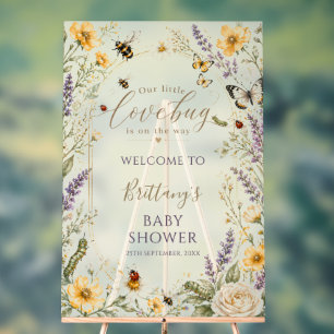 Welkom op de baby shower 'Wilde Bloemen en Insecte Acryl Bord