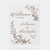 Welkom op de bruiloft elegante rustieke wilde bloe acryl bord (Voorkant)