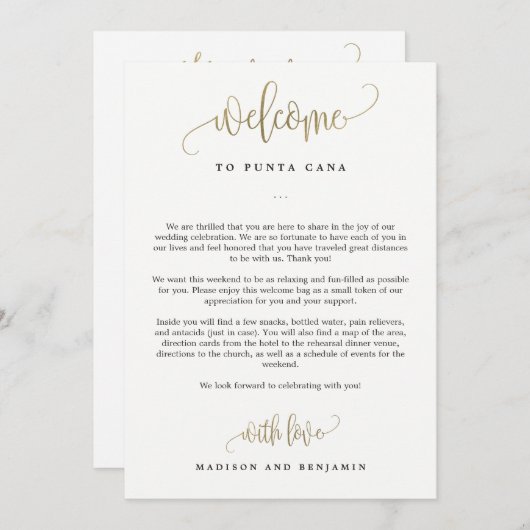 Welkom op de bruiloft en Kaart op de route Faux Go (Voorkant / Achterkant)