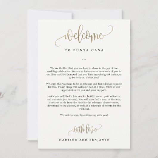 Welkom op de bruiloft en Kaart op de route Faux Go (Voorkant)