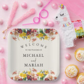 Welkom op de bruiloft | Floral Wedding Welkom Papieren Bordje (Feest)