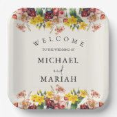 Welkom op de bruiloft | Floral Wedding Welkom Papieren Bordje (Voorkant)