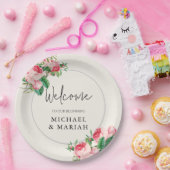 Welkom op de bruiloft | Floral Wedding Welkom Papieren Bordje (Feest)