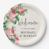 Welkom op de bruiloft | Floral Wedding Welkom Papieren Bordje (Voorkant)