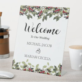 Welkom op de bruiloft | Floral Wedding Welkom Reclamebord Met Voetstuk