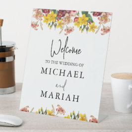 Welkom op de bruiloft | Floral Wedding Welkom Reclamebord Met Voetstuk
