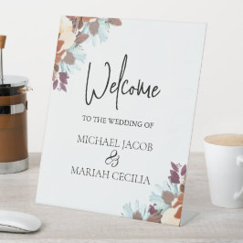 Welkom op de bruiloft | Floral Wedding Welkom Reclamebord Met Voetstuk