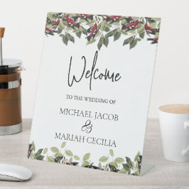 Welkom op de bruiloft | Floral Wedding Welkom Reclamebord Met Voetstuk