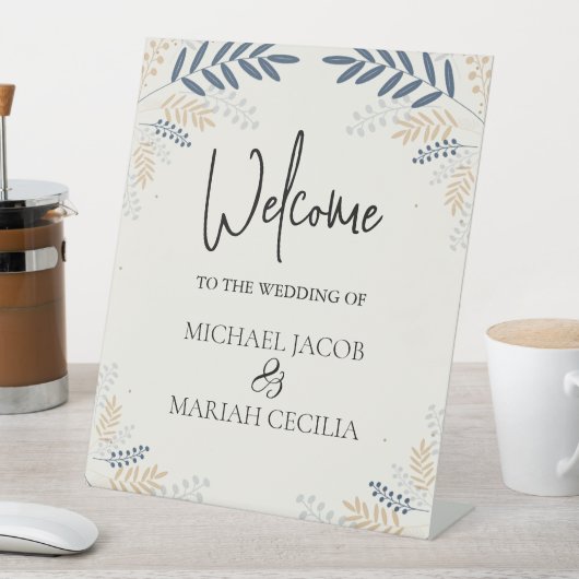 Welkom op de bruiloft | Floral Wedding Welkom Reclamebord Met Voetstuk (Insitu)