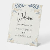 Welkom op de bruiloft | Floral Wedding Welkom Reclamebord Met Voetstuk (Voorkant)