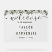 Welkom op de bruiloft gepersonaliseerde Modern Lea Acryl Bord (Voorkant)