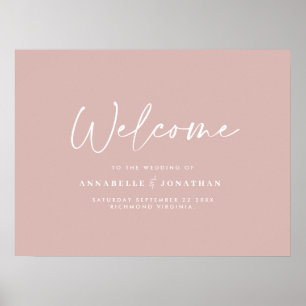 Welkom op de bruiloft moderne blush roze bruiloft poster
