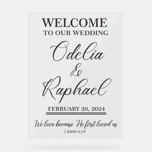 "Welkom op de bruiloft" signage ontwerp Acryl Bord (Voorkant)