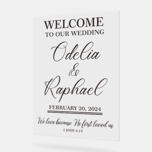 "Welkom op de bruiloft" signage ontwerp Acryl Bord (Hoek)