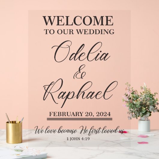 "Welkom op de bruiloft" signage ontwerp Acryl Bord (Huwelijk)