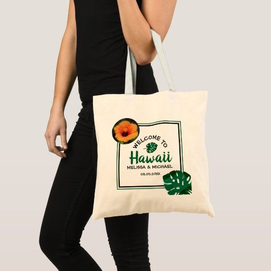 Welkom op de bruiloft van Monstera Leaf Hawaii Tote Bag (Voorkant (product))