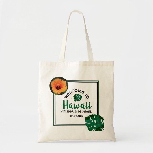 Welkom op de bruiloft van Monstera Leaf Hawaii Tote Bag (Voorkant)