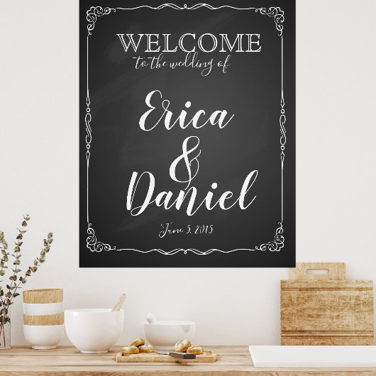 welkom op de bruiloft van printbord poster (Keuken)