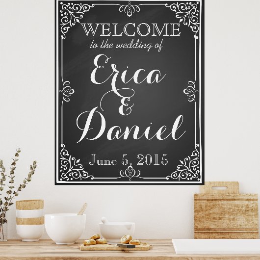 welkom op de bruiloft van printbord poster (Keuken)