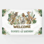 Welkom op de Jungle Safari Dieren Verjaardagsfeest Spandoek (Horizontaal)