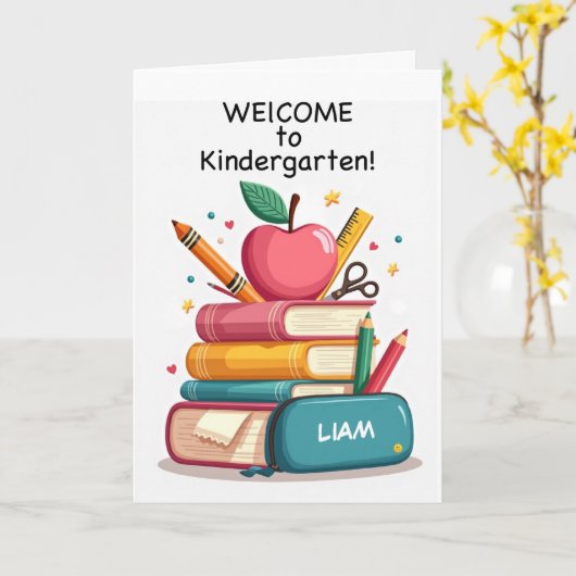 Welkom op de kleuterschool van Teacher Personalize Kaart (Gele Bloem)