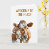 Welkom op de Kudde Baby Shower Koe en Kalf Kaart (Gele Bloem)